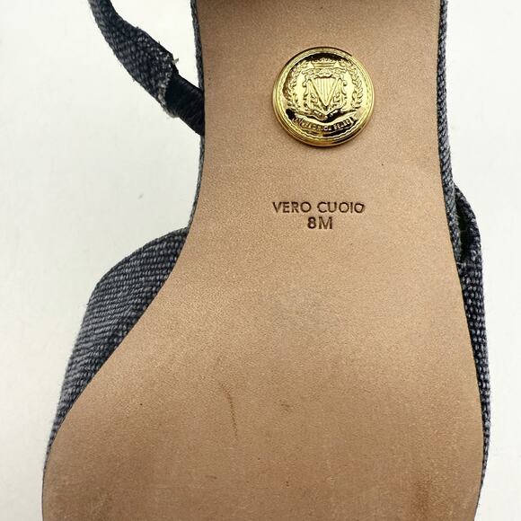 Veronica Beard Womens Cecile Denim Cap Toe Slingback Heel US 8 M Blue Black NWOB - Picture 12 of 13